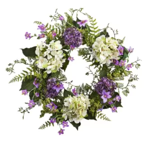 Nearly Natural Hydrangea Berry 24 in. Wreath
