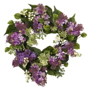 Nearly Natural 20 in. Hanel Lilac Wreath