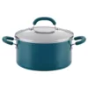 Rachael Ray Create Delicious 6 qt. Aluminum Nonstick Stock Pot in Red Shimmer with Glass Lid