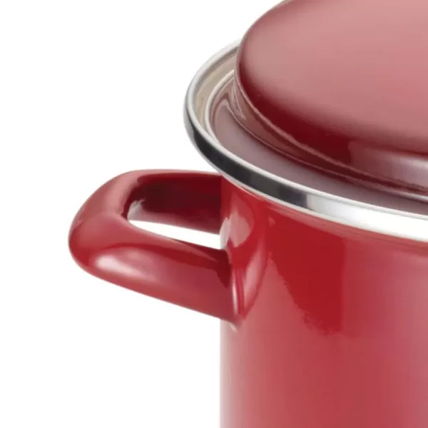 Rachael Ray Classic Brights 12 qt. Steel Stock Pot in Red with Lid