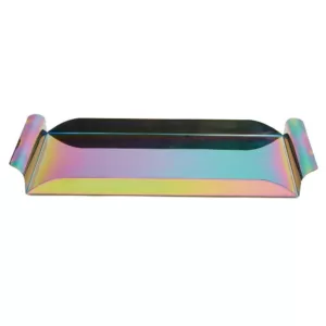Mind Reader Assorted Color Metal Rectangular Serving Tray with Handles