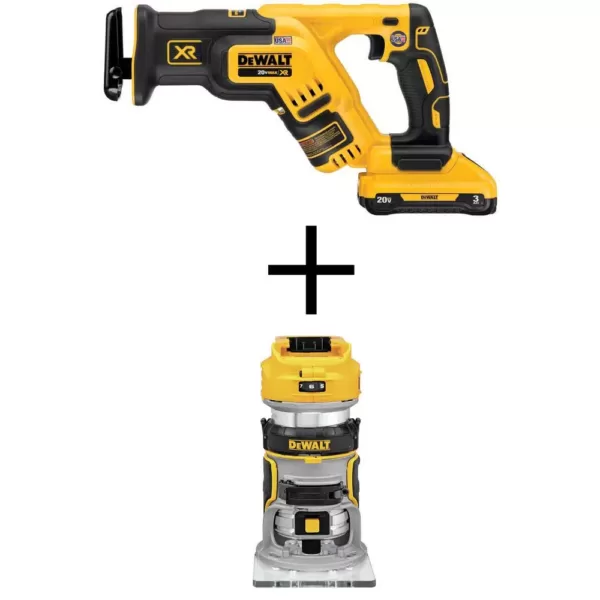 DEWALT 20-Volt MAX Lithium-Ion Cordless Brushless Compact Reciprocating Saw with 20-Volt Cordless Brushless Router (Tool-Only)