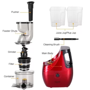 Boyel Living Slow Masticating Juice Extractor,Cold Press Juicer Machine red