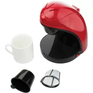 Brentwood Appliances 1-Cup Red Coffee Maker with Mug and 2-Slice Red Extra-Wide Slot Toaster