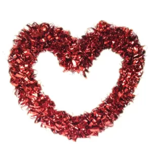 Brite Star 17 in. Valentine Red Tinsel Curly Wreath