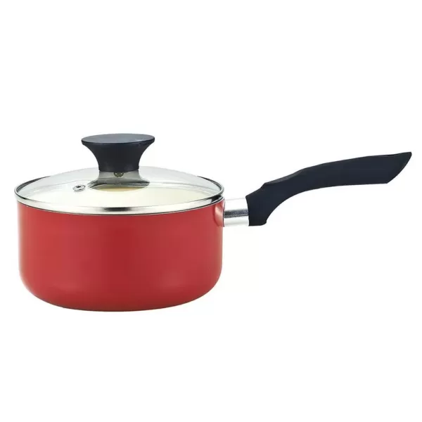 Cook N Home Stay Cool Handle 10-Piece Aluminum Ceramic Nonstick Cookware Set in Red