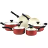 Cook N Home Stay Cool Handle 10-Piece Aluminum Ceramic Nonstick Cookware Set in Red