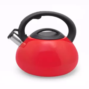ExcelSteel 3 Qt. Red Stainless Steel Tea Kettle