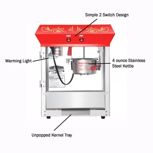Great Northern 4 oz. Red Top Master Popcorn Machine