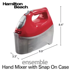 Hamilton Beach Ensemble 6-Speed Red Hand Mixer with Snap-On Case