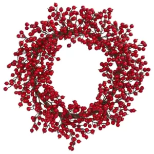Nearly Natural 22 in. Berry Artificial Wreath