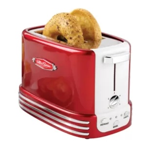 Nostalgia Retro Series 2-Slice Red Wide Slot Bagel Toaster with Crumb Tray and Shade Settings