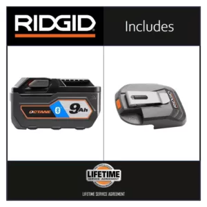 RIDGID 18-Volt OCTANE Bluetooth 9.0 Ah Battery with 18-Volt USB Portable Power Source with Activate Button