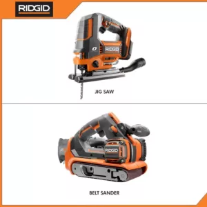 RIDGID 18-Volt Cordless 2-Tool Combo Kit with OCTANE Brushless Jig Saw and Brushless 3 in. x 18 in. Belt Sander (Tools Only)