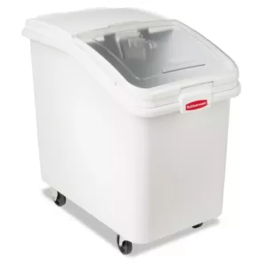 Rubbermaid Commercial Products 30.9 Gal. White ProSave Mobile Ingredient Bin with 32 oz. Scoop