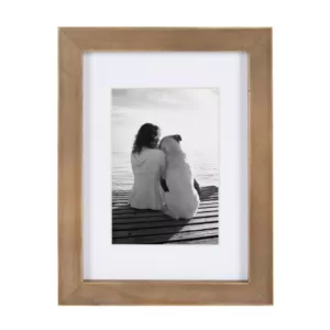 DesignOvation Gallery 5 in. x 7 in. Matted to 3.5 in. x 5 in. Rustic Brown Wood Picture Frame (Set of 4)