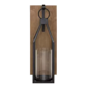 Kate and Laurel Oakly Rustic Brown Wood Candle Sconce