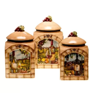 Certified International Tuscan View 3-Piece Earthenware Canister Set