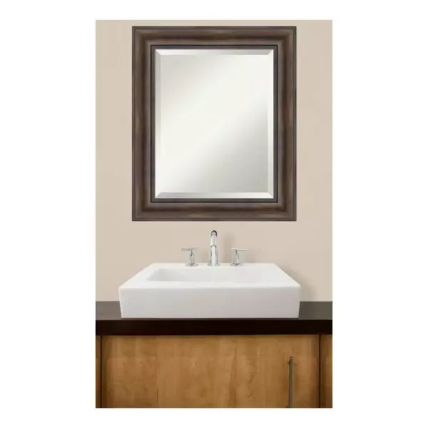 Amanti Art Rustic 22 in. W x 26 in. H Framed Rectangular Beveled Edge Bathroom Vanity Mirror in Rustic Pine
