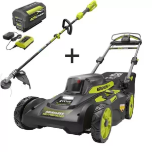 RYOBI 20 in. 40-Volt Brushless Lithium-Ion Cordless Walk Behind Self-Propelled Mower & Trimmer w/6.0 Ah Battery & Charger