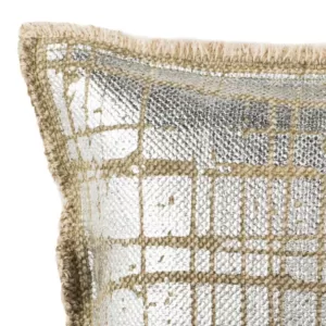 Safavieh Metallic Grid Silvery-Moss Solid Down Alternative 20 in. x 20 in. Throw Pillow