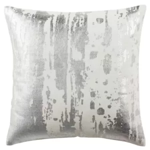 Safavieh Metallic Splatter White Striped Down Alternative 20 in. x 20 in. Throw Pillow