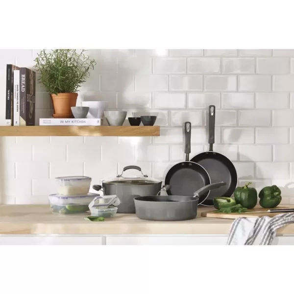 Rachael Ray 19-Piece Sea Salt Gray Nonstick Cookware Set with Containers