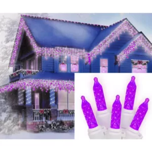 Sienna 70-Light LED Purple M5 Icicle Christmas Lights with White Wire