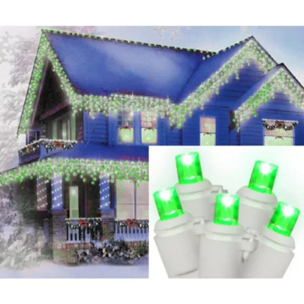 Sienna 70-Light LED Green Wide Angle Icicle Christmas Lights with White Wire