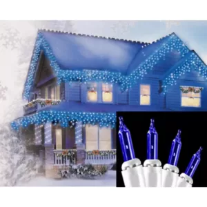 Sienna Set of 100 Blue Mini Icicle Christmas Lights - White Wire