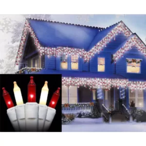 Sienna Set of 100 Red and Frosted Clear Mini Icicle Christmas Lights - White Wire