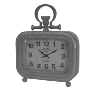 A & B Home Old Town Short Table Clock - Silver