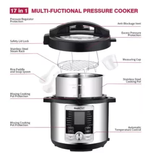 Boyel Living 6 Qt. Stainless Steel 17-in-1 Multi-Use Electric Pressure Cooker with Stainless Steel Inner Pot