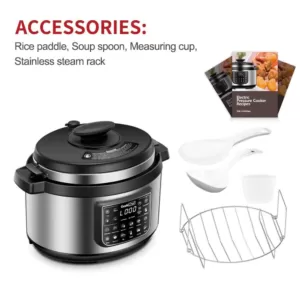 Boyel Living 8 Qt. Stainless Steel 12-in-1 Multiuse Programmable Electric Pressure Cooker with Non-Stick Pot and Cool-Touch Handles