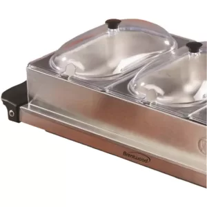 Brentwood Appliances 4.5 Qt. Silver Buffet Server with 3 Crocks