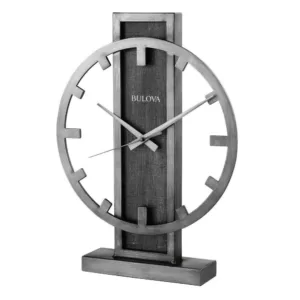 Bulova Contemporary Table Clock with Silver Tone Metal Case