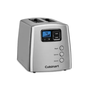 Cuisinart Touch to Toast 2-Slice Silver Wide Slot Toaster with Crumb Tray