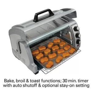 Hamilton Beach Easy Reach 1400 W 6-Slice Grey Toaster Oven with Roll Top Door