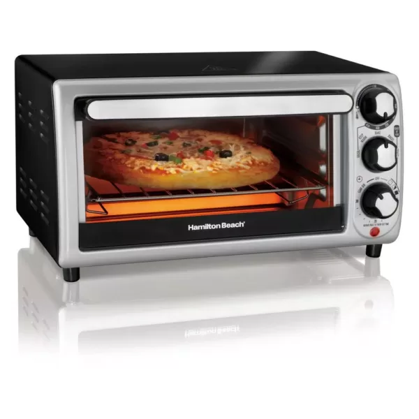Hamilton Beach 1100 W 4-Slice Stainless Steel and Black Toaster Oven