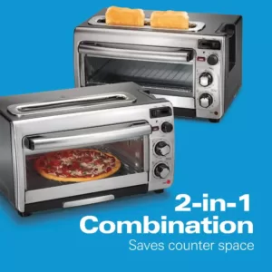 Hamilton Beach 2 in 1 1450 W 4-Slice Silver Toaster Oven with 2-Slice Toaster Slots