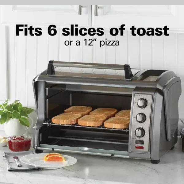 Hamilton Beach Easy Reach 1500-Watts 6-Slice Grey Toaster Oven with Roll-Top Door