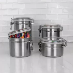 Home Basics Stainless Steel Canister Set (4-Piece)