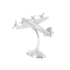 LITTON LANE 9 in. Vintage Propeller Airplane Decorative Sculpture in Polished Silver