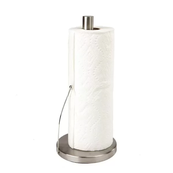 Mind Reader Free Standing Stainless Steel Paper Towel Holder Heavy Bottom in Silver