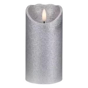 Northlight 6 in. Silver Glitter Flameless Battery Operated Christmas Decor Candle