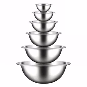 NutriChef 6-Piece Stainless Steel Kitchen Mixing Bowls Set