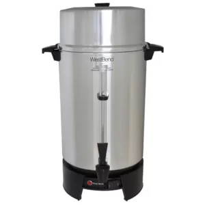 West Bend 100-Cup Silver Aluminum with Quick Brewing NSF Certified Commercial Coffee Urn Features Automatic Temperature Control