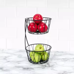 Spectrum Paxton 2-Tier Black Server Baskets, For Fruit, Produce, Bread, K-Cups, Snacks and More