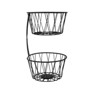 Spectrum Paxton 2-Tier Black Server Baskets, For Fruit, Produce, Bread, K-Cups, Snacks and More