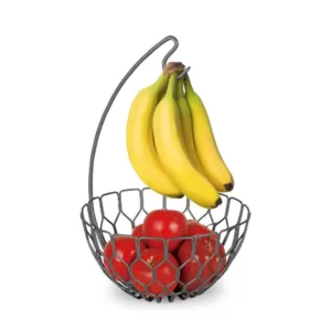 Spectrum 16.25 in. H x 10.75 in. W x 11 in. D Honeycomb Gray Fruit Basket Banana Hanger Tree